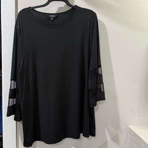 Slim Factor Black Blouse with Mesh Sleeve Details